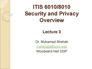 ITIS 60108010 Security and Privacy Overview Lecture 3