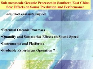 Submesoscale Oceanic Processes in Southern East China Sea