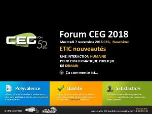 Forum CEG 2018 Mercredi 7 novembre 2018 CEG