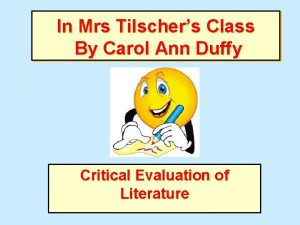 In Mrs Tilschers Class By Carol Ann Duffy