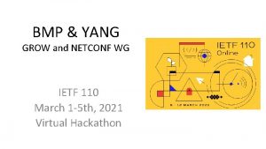 BMP YANG GROW and NETCONF WG IETF 110