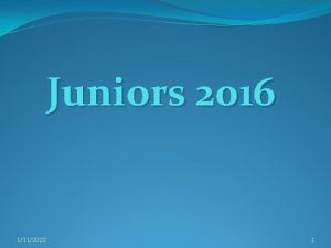 Juniors 2016 1112022 1 Junior Conference During individual