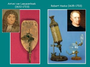 Antoni van Leeuwenhoek 1632 1723 Robert Hooke 1635