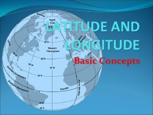 LATITUDE AND LONGITUDE Basic Concepts LATITUDE is defined