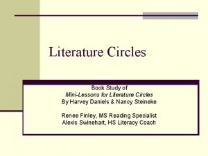 Literature Circles Book Study of MiniLessons for Literature