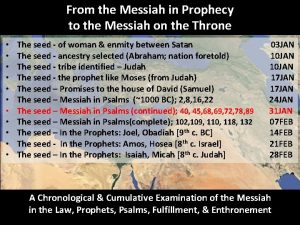 From the Messiah in Prophecy to the Messiah