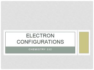 ELECTRON CONFIGURATIONS CHEMISTRY 332 WHAT IS AN ELECTRON