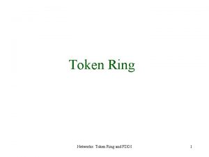 Token Ring Networks Token Ring and FDDI 1