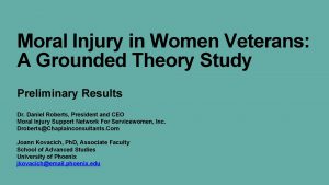 Moral Injury in Women Veterans A Grounded Theory