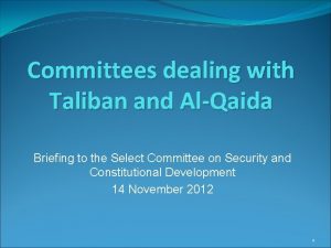 Committees dealing with Taliban and AlQaida Briefing to