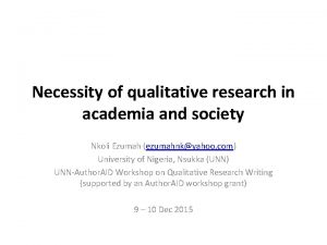 Necessity of qualitative research in academia and society