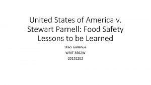 United States of America v Stewart Parnell Food