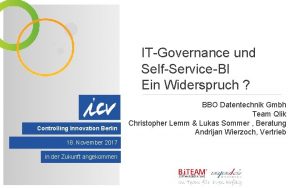 ITGovernance und SelfServiceBI Ein Widerspruch Controlling Innovation Berlin