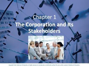 Chapter 1 The Corporation and Its Stakeholders Copyright