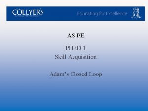 AS PE PHED 1 Skill Acquisition Adams Closed