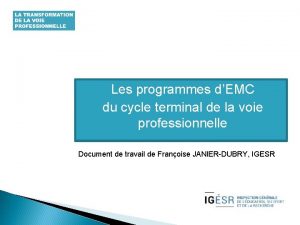 Les programmes dEMC du cycle terminal de la