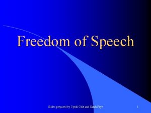 Freedom of Speech Slides prepared by Cyndi Chie