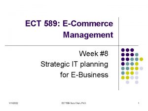 ECT 589 ECommerce Management Week 8 Strategic IT