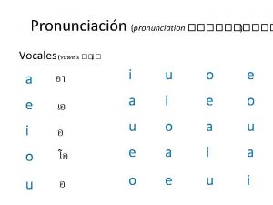 Pronunciacin pronunciation Vocales vowels a i u o