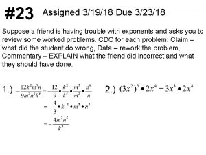 23 Assigned 31918 Due 32318 Suppose a friend