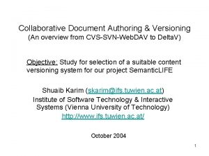 Collaborative Document Authoring Versioning An overview from CVSSVNWeb