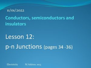 11012022 Conductors semiconductors and insulators Lesson 12 pn