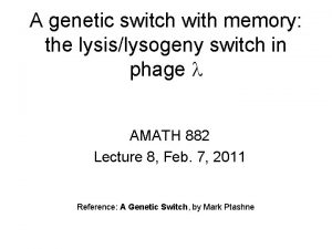A genetic switch with memory the lysislysogeny switch