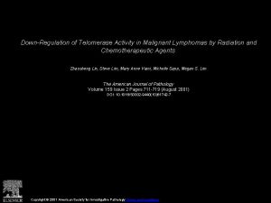 DownRegulation of Telomerase Activity in Malignant Lymphomas by