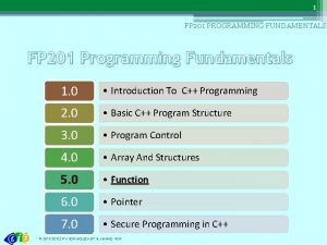 1 FP 201 PROGRAMMING FUNDAMENTALS FP 201 Programming