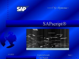 Systems SAPscript 1112022 Projekt SAPscript Dana Stepanek Seite
