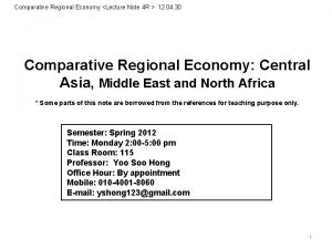 Comparative Regional Economy Lecture Note 4 R 12