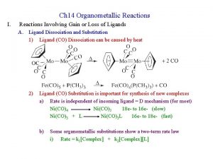 Ch 14 Organometallic Reactions Involving Gain or Loss