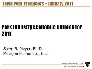 Iowa Pork Producers January 2011 Pork Industry Economic