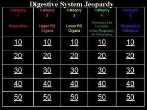 Digestive System Jeopardy Category 1 Category 2 Category