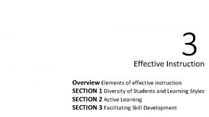 3 Effective Instruction Overview Elements of effective instruction
