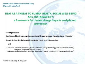 Health Environment International Trust Mapua New Zealand HEAT