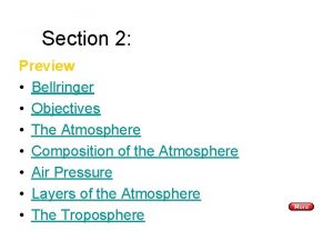 Section 2 The Atmosphere Preview Bellringer Objectives The