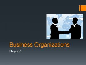 Business Organizations Chapter 8 Sole Proprietorships Business organization