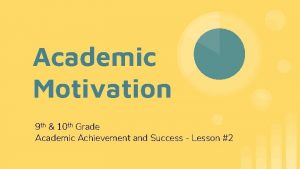 Academic Motivation 9 th 10 th Grade Academic