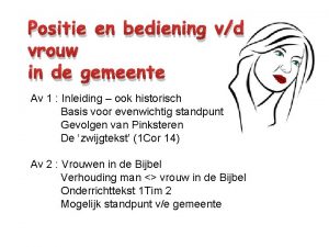 Positie en bediening vd vrouw in de gemeente