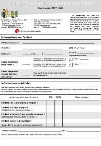 Fiche individuelle de renseignements Anne scolaire 2017 2018