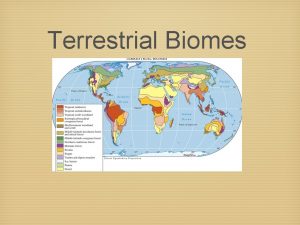 Terrestrial Biomes Biomes are climatically and geographically defined