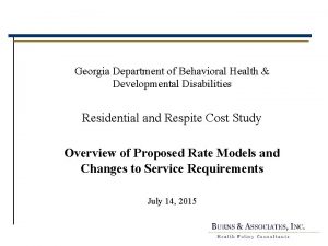 Georgia Department of Behavioral Health Developmental Disabilities Residential