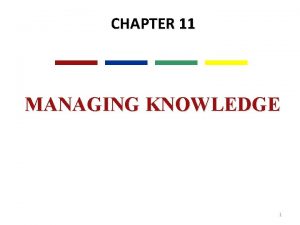 CHAPTER 11 MANAGING KNOWLEDGE 1 2 Peter Drucker