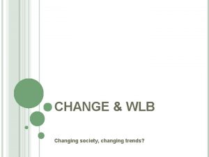 CHANGE WLB Changing society changing trends CHANGES IN