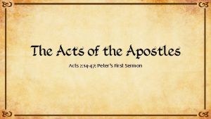 Acts 2 14 47 Peters First Sermon In