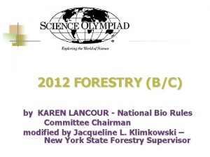2012 FORESTRY BC by KAREN LANCOUR National Bio