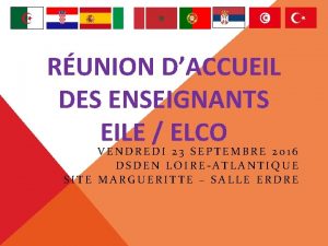 RUNION DACCUEIL DES ENSEIGNANTS EILE ELCO VENDREDI 23