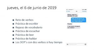 jueves el 6 de junio de 2019 Reto