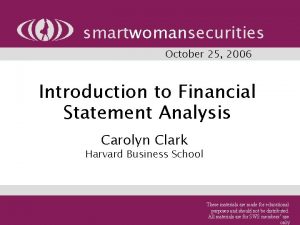 smartwomansecurities October 25 2006 Introduction to Financial Statement